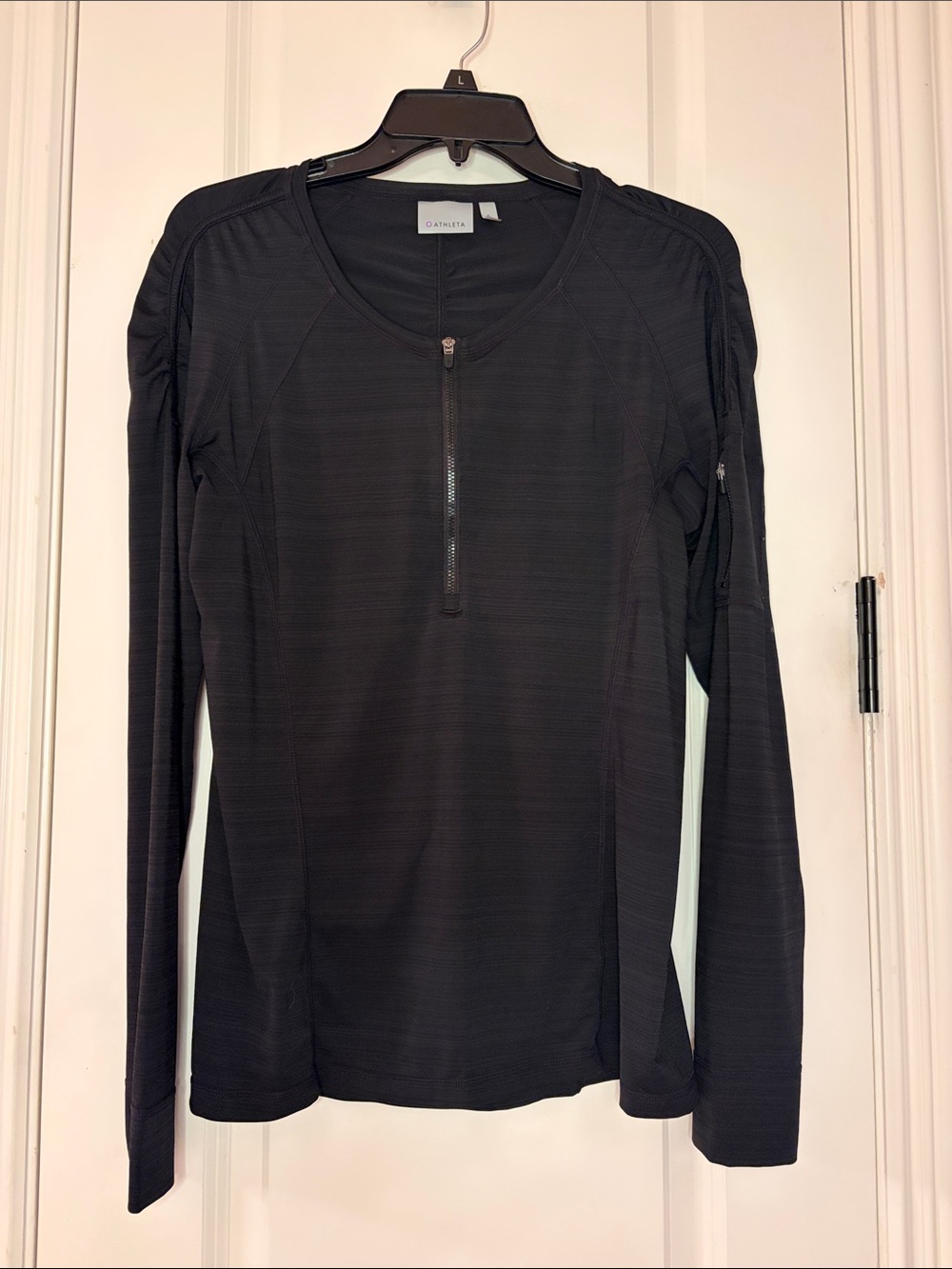 Athleta Pacifica UPF Long-Sleeve Half-Zip Athletic Top Pullover Black Large